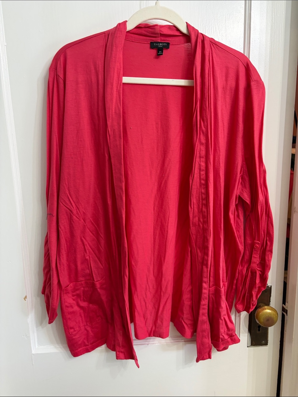 Talbots Open-Front Hot Pink Cardigan